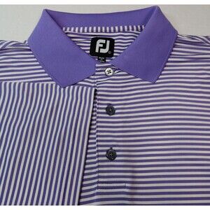 FootJoy Golf Polo Mens Short Sleeve Purple Striped Dri-Fit Size Large